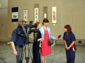 Performance calligrafica San Pietroburgo, intervista su TV nazionale